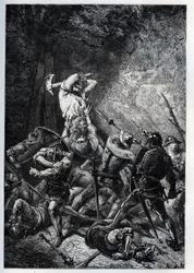 Représentation du Grand Ferré (ou Ferret) (ca. 1330-ca. 1358) héros picard de la Guerre de Cent Ans - gravure de «L