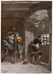 Représentation du Masque de fer (mort en 1703) emprisonné sur l