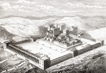 Second Temple restauré qui a remplacé le Temple de Salomon, Jérusalem, extrait de Les Merveilles de la Science, pub.1870
