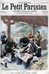 Révolte des Boxers : un conseil des chefs alliés (français, russes, américains, anglais, japonais) (CONSEIL DE GUERRE ALLIÉ) - dans « Le Petit Parisien »