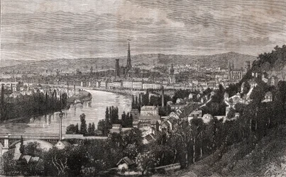 Rouen - Seine-Maritime - gravure dans "La France illustrée : géographie, histoire, administration statistique" par V.A. Malt-Brown. 1884