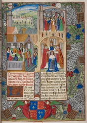 Royal 20 E. V, f.8 Couronnement de Charles VII, scènes des 