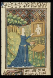 Page de De claris mulieribus dans une traduction française anonyme (Le livre de femmes nobles et renommées) par Giovanni Boccaccio