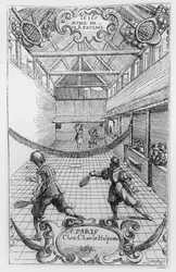Tennis Royal, frontispice de Jeu Royal de la Paume, 1632