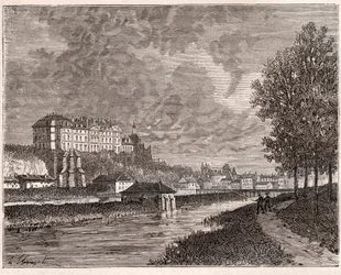 Sablé-sur-Sarthe - gravure dans "La France illustrée: géographie, histoire, administration statistique" par V.A. Malte-Brun. 1884