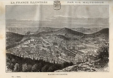 Saint-Étienne - gravure dans "La France illustrée: géographie, histoire, administration statistique" par V.A. Malt-Brown. 1884