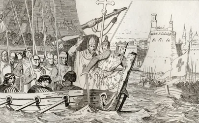 Saint Louis IX (1214-70) mène ses troupes au combat, de 