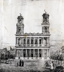 Église Saint-Sulpice, Paris - "Alphabet Pittoresque des Monuments de Paris" vers 1840 (gravure)
