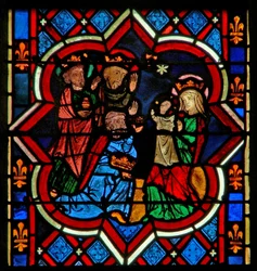 Scène dans la fenêtre E représentant l