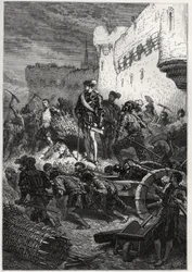 Siège de Metz (1552) - François de Guise et les travaux sur les remparts de Metz - gravure de "L