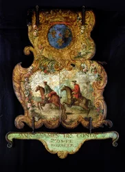 Enseigne pour le Royal Mail de Chantilly avec les armoiries de Condé