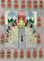Sinbad le marin recevant Sinbad le porteur, illustration pour Sinbad le marin, des Mille et Une Nuits, 1895