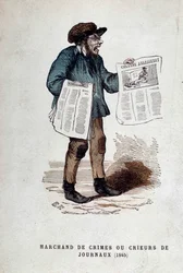 Petit métier parisien : le marchand de crimes ou crieurs de journaux.