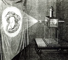 Microscope solaire, de Les Grandes Inventions Anciennes et Modernes par Louis Figuier (1819-94), Paris, 1861