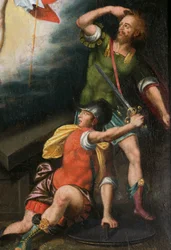 Soldats pendant la résurrection, détail. Triptyque d