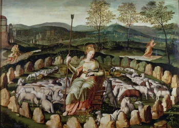 Sainte Geneviève gardant son troupeau