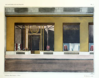 Tailleurs, Planche 7, illustration de Devantures de Boutiques par Louis-Pierre Sezille, Paris, 1927