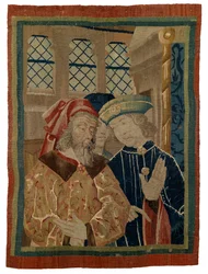Fragment de tapisserie représentant trois figures