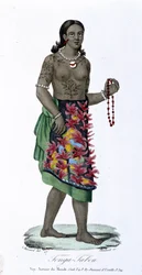 Femme tatouée de Tonga-Tabou - dans « Bibliothèque universelle des voyages » par Albert Montémont, éd. Armand Aubrée, vol.17