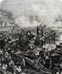 Bataille de Landen ou Neerwinden, en Belgique actuelle, le 29 juillet 1693, pendant la guerre de Neuf Ans (gravure)