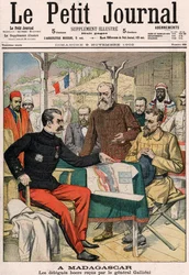 La délégation boer reçue par le général Joseph Simon Gallieni (1849-1916) à Madagascar, couverture du supplément couleur du Petit Journal n.625, 9 novembre 1902