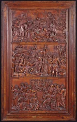 Le Credo, Panneau II : Descente de la Croix, Mise au Tombeau, Résurrection et Descente aux Limbes et Ascension, 1587