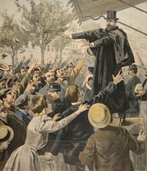 La réunion de Déroulède : à la sortie, illustration du Petit Journal : Supplément illustré, 9 octobre 1898