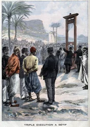La guillotine française trois rebelles à Sétif en Algérie - dans "Le Petit Parisien"