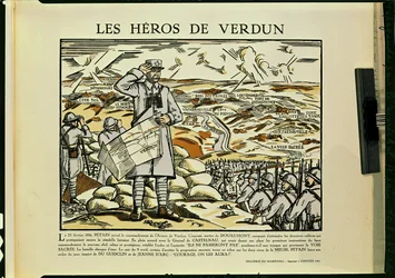Les héros de Verdun, propagande en faveur du maréchal Pétain (1856-1951) 1941 (lithographie couleur)