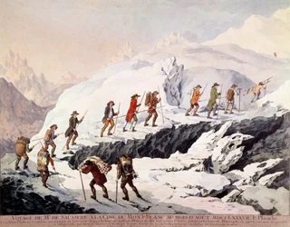 Le naturaliste suisse Horace-Bénédict de Saussure (1740-1799) et le guide de montagne français Jacques Balmat ont effectué la deuxième ascension du Mont Blanc en août 1787