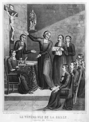 Le vénérable Saint Jean-Baptiste de La Salle (1651-1719) gravé par H. Jannin et P. Sarrazin, 1845