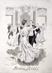 La Valse, carte de vœux française, fin du XIXe siècle