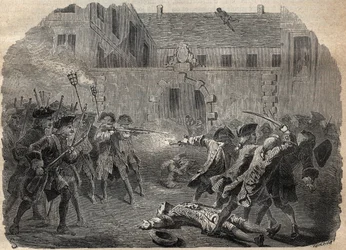 Le brigand Louis Dominique Garthausen dit Cartouche (1693-1721) et ses compagnons allant dévaliser l