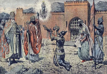 Le prince sarrasin Mirat dit Lorus, assiégé par Charlemagne en 778 dans son château de Lourdes
