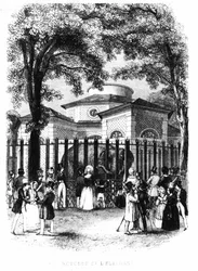 La rotonde des éléphants du jardin des plantes à Paris - gravure