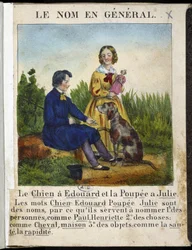 Le nom en général (un garçon avec un chien et une fille avec une poupée) - dans « La grammaire en images »
