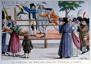 Le défilé du boulevard du Temple à Paris. Lithographie anonyme