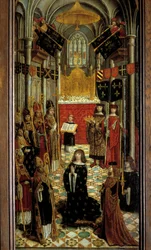Le sacre de Louis XII (1462-1515) dans la cathédrale de Reims le 27 mai 1498. Peinture sur bois de l