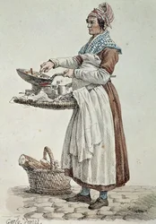 Le vendeur de saucisses, gravure, France