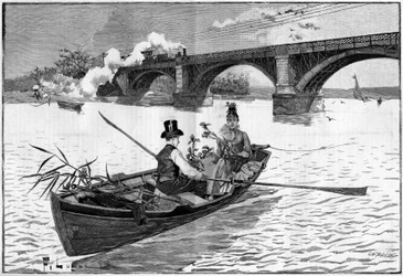 Les environs de Paris, un dimanche à Argenteuil en 1887.
