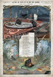 Le rat de ville et le rat des champs. Fables de Jean de La Fontaine (1621-95). Illustration de la fin du XIXe siècle.