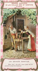 La femme au nez de saucisse, illustration du conte de fées de Perrault Les Trois Souhaits, fin du XIXe siècle