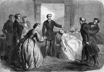 Représentation théâtrale de « La Marâtre » (5e acte, dernière scène) par Honoré de Balzac (1799-1850). Paris, Théâtre du Vaudeville