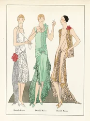 Trois modèles de robes en dentelle, pub.c1923 (impression pochoir)