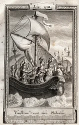 Timocrate veut tuer Philoeles - gravure de 1798 par Monnet dans « Les Aventures de Télémaque, fils d