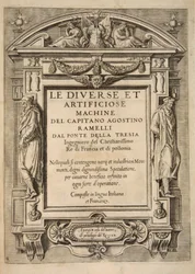 Page de titre, de Le Diverse Et Artificiose Machine Del Capitano Agostino Ramelli, pub. 1588 Gravure