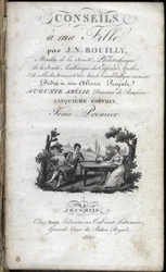 Page de titre de « Conseils à ma fille » par Jean Nicolas Bouilly (1763-1842). 1820. Collection privée.