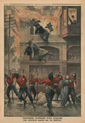 Incendie tragique dans un atelier à Newark, New Jersey, illustration du 