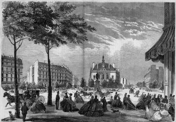 Transformations de Paris sous le Second Empire, Paris Haussmann : la nouvelle mairie du XIe arrondissement à Paris. (On peut voir le boulevard Voltaire et l