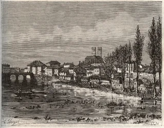 Verdun - Morbihan en Bretagne - gravure dans "La France illustrée" par V.A. Malt-Brown. 1884